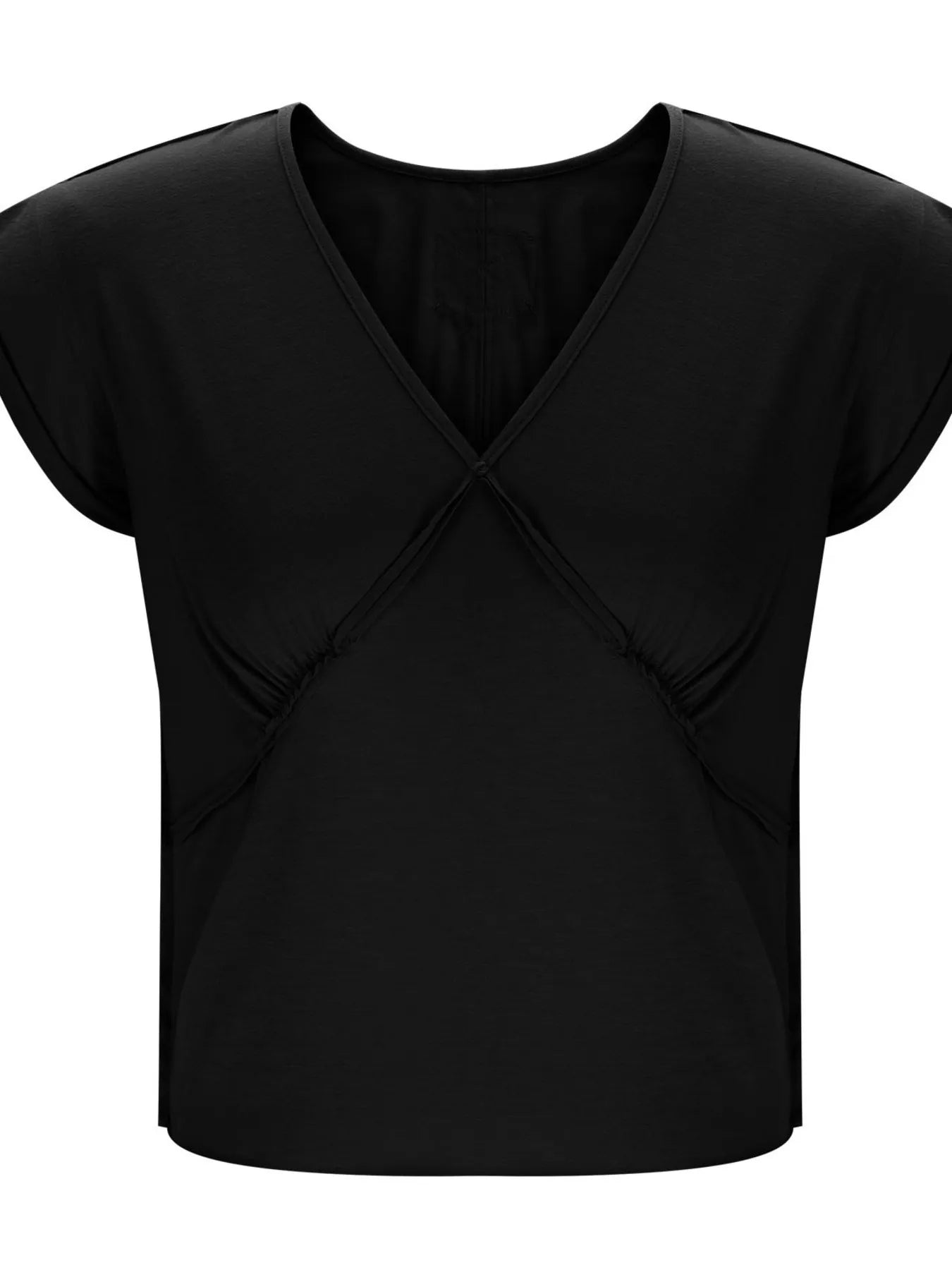 Deep V-Neck Cropped T-Shirt - Velora Luxury Fashion