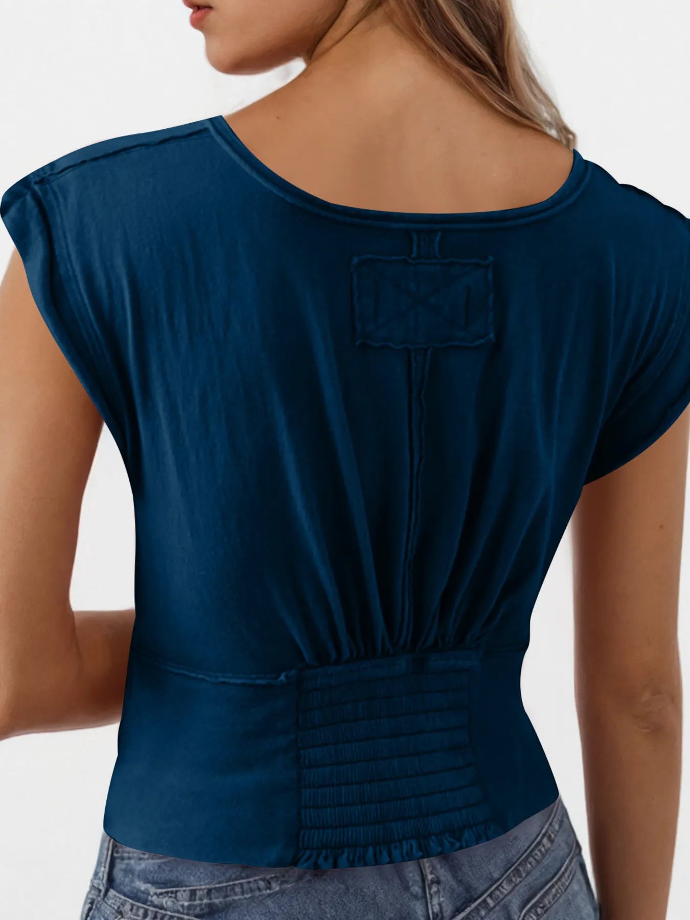 Deep V-Neck Cropped T-Shirt - Velora Luxury Fashion