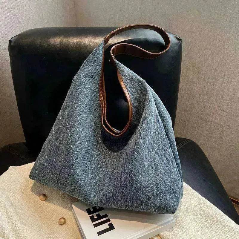Denim Bucket Bag: Women's Large Tote - Velora