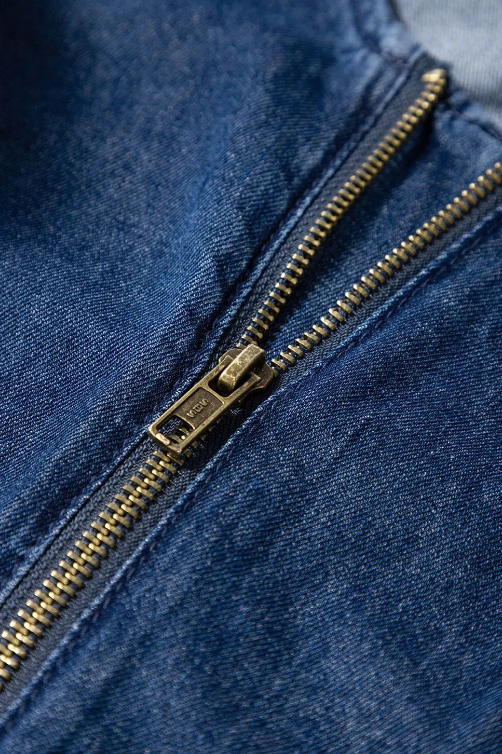 Denim Ruffled Zipped Front Belted Romper - Velora Luxury Fashion