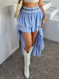 Devine High-Low Ruched Layered Skirt - Velora Luxury Fashion