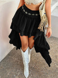 Devine High-Low Ruched Layered Skirt - Velora Luxury Fashion