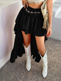 Devine High-Low Ruched Layered Skirt - Velora Luxury Fashion