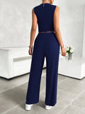 Devine Mock Neck Sleeveless Top and Drawstring Pants Set - Velora Luxury Fashion