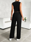 Devine Mock Neck Sleeveless Top and Drawstring Pants Set - Velora Luxury Fashion