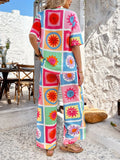 Devine Printed Collared Neck Half Sleeve Top and Pants Set - Velora Luxury Fashion