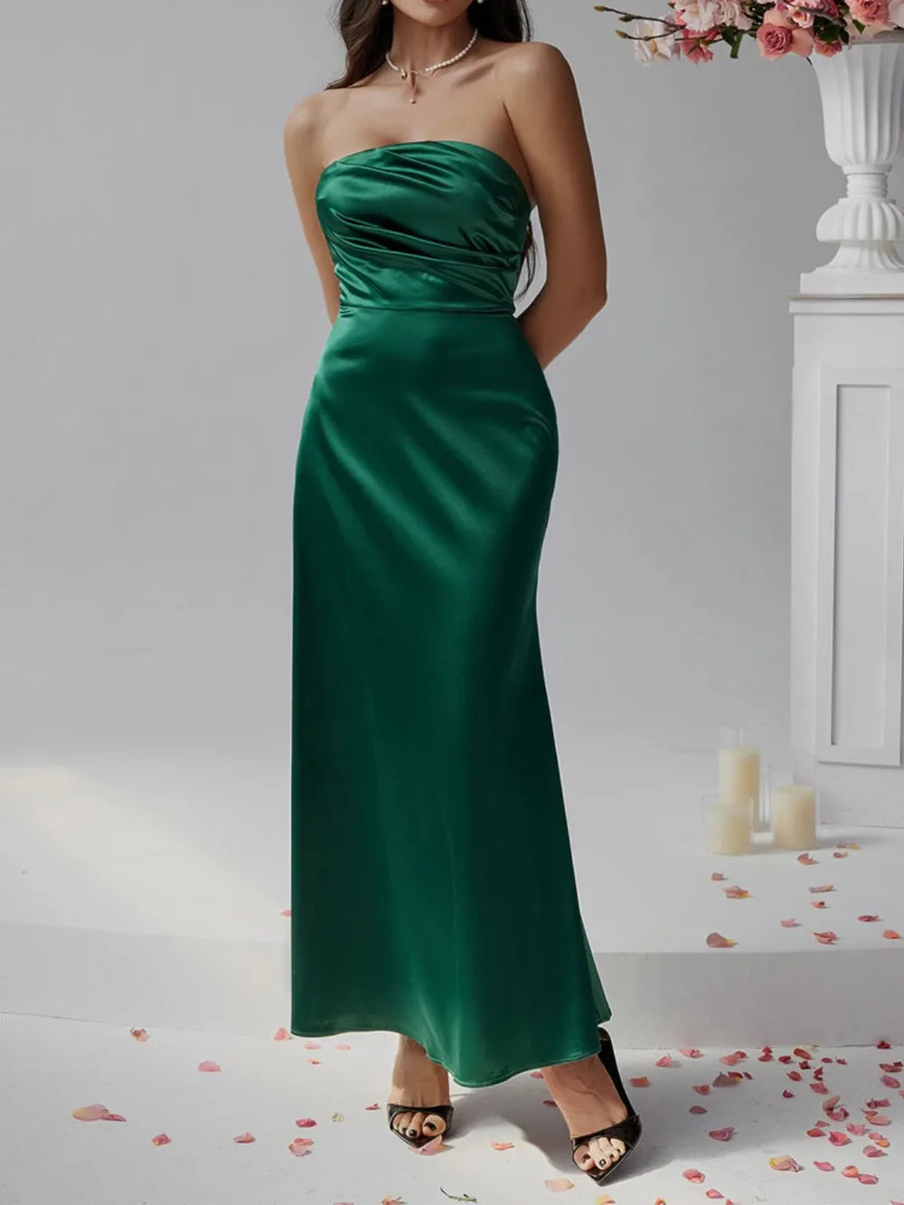 Devine Ruched Tube Maxi Dress - Velora Luxury Fashion