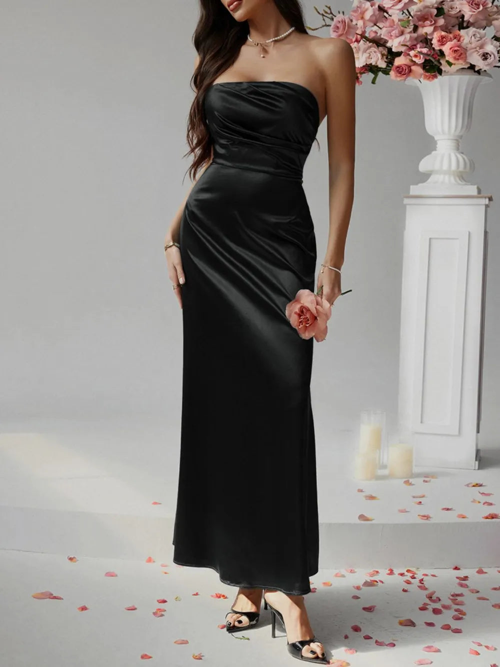 Devine Ruched Tube Maxi Dress - Velora