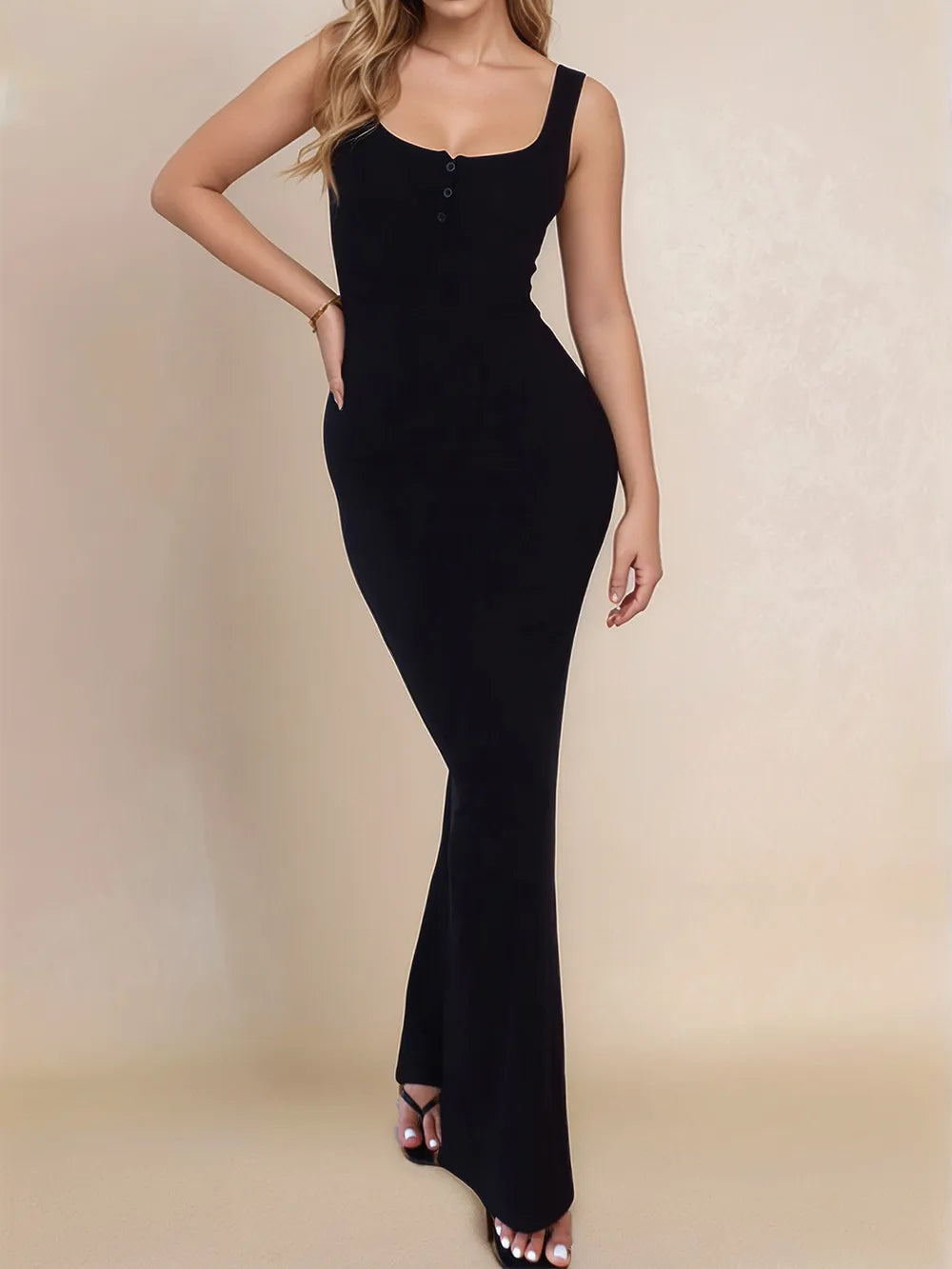 Devine Side Slit Wide Strap Maxi Dress - Velora Luxury Fashion