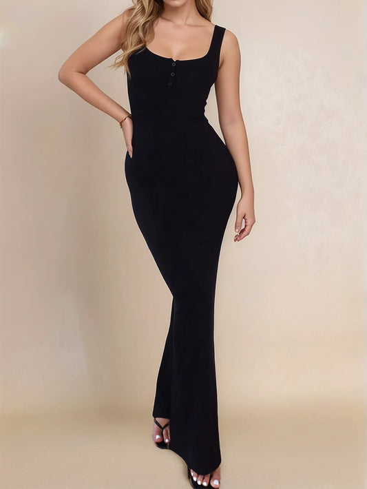 Devine Side Slit Wide Strap Maxi Dress - Velora Luxury Fashion