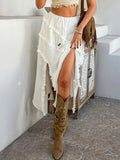 Devine Slit Drawstring Ruffled Skirt - Velora Luxury Fashion