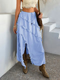 Devine Slit Drawstring Ruffled Skirt - Velora Luxury Fashion