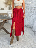 Devine Slit Drawstring Ruffled Skirt - Velora Luxury Fashion