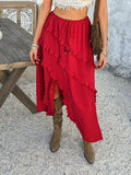 Devine Slit Drawstring Ruffled Skirt - Velora Luxury Fashion