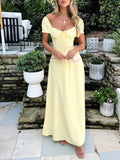 Devine Sweetheart Neck Short Sleeve Maxi Dress - Velora Luxury Fashion
