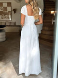 Devine Sweetheart Neck Short Sleeve Maxi Dress - Velora Luxury Fashion