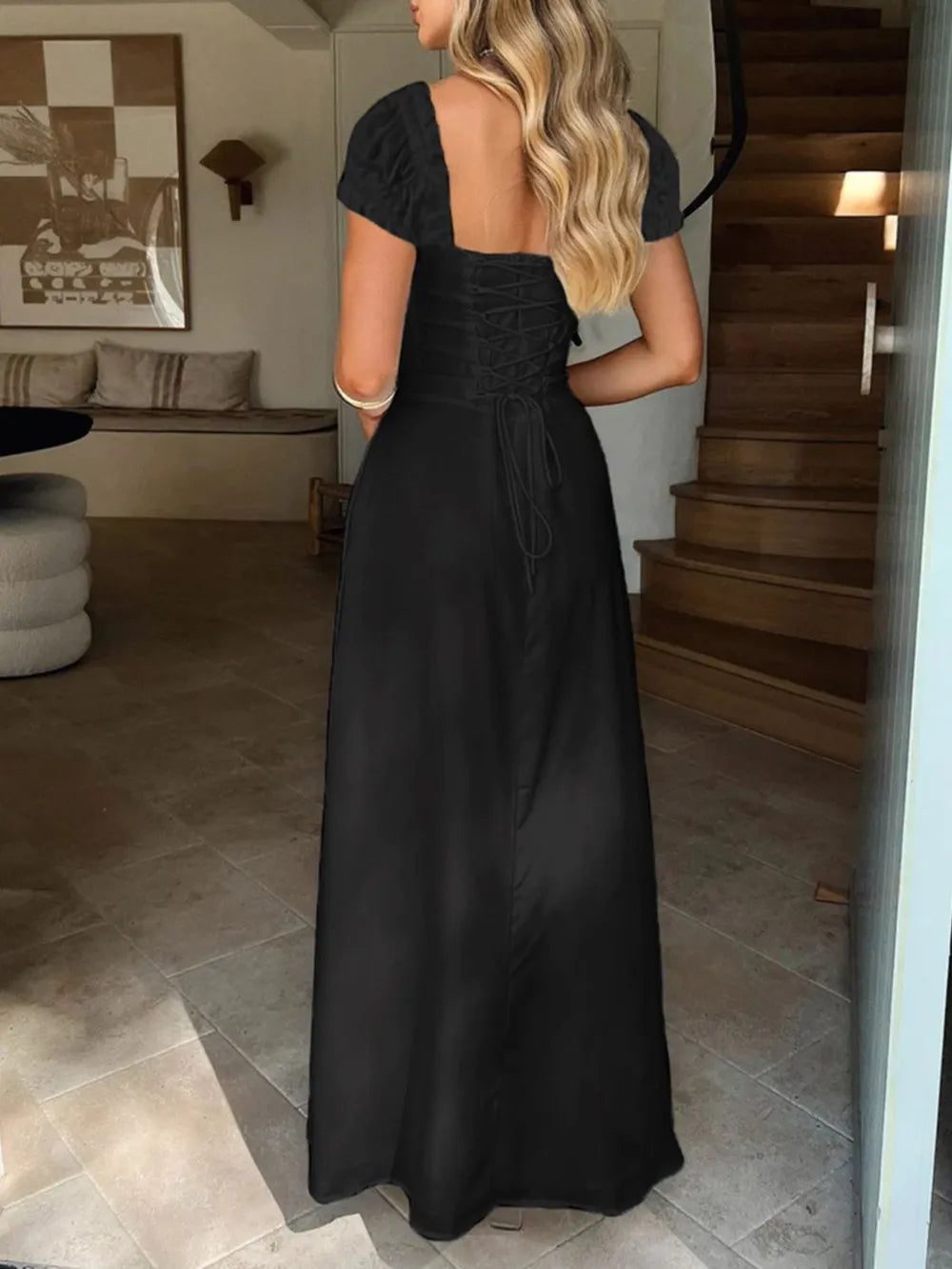 Devine Sweetheart Neck Short Sleeve Maxi Dress - Velora Luxury Fashion