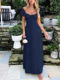 Devine Sweetheart Neck Short Sleeve Maxi Dress - Velora Luxury Fashion