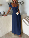 Devine Sweetheart Neck Short Sleeve Maxi Dress - Velora Luxury Fashion