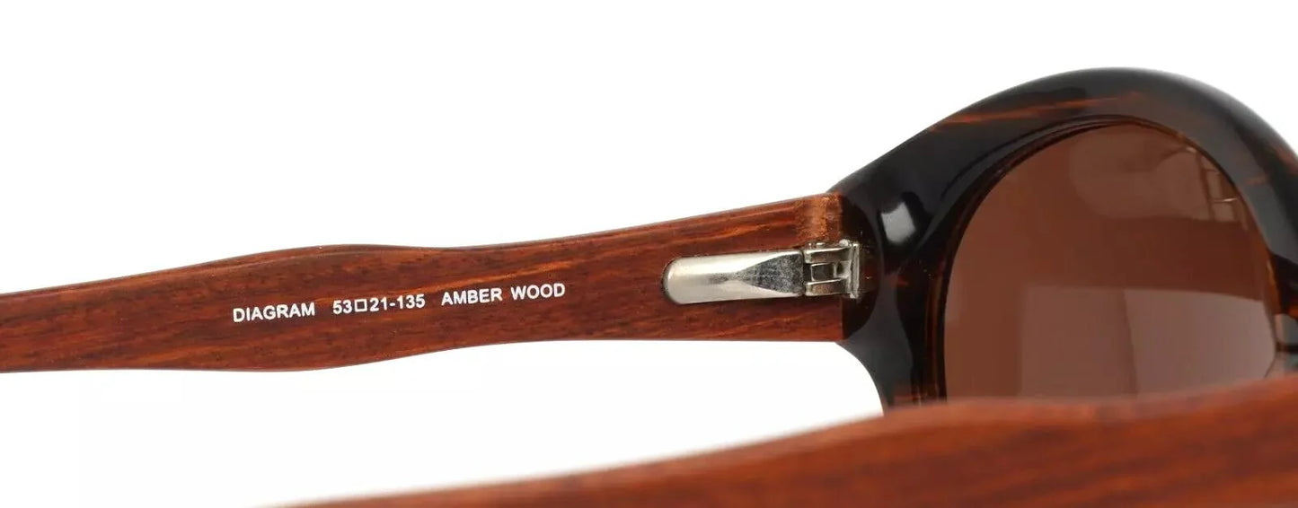 Diagram Amber Wood Womens Round Full Rim Sunglasses - Velora Luxury Fashion