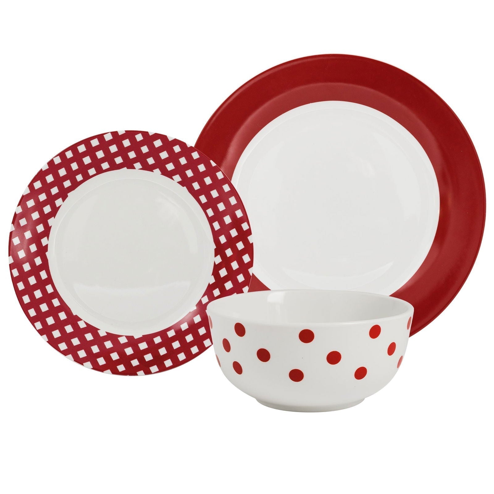 Dinnerware 12 Piece Rimmed Porcelain - Rouge - Velora Luxury Fashion