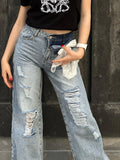 Distressed Wide Leg Jeans - Velora Luxury Fashion