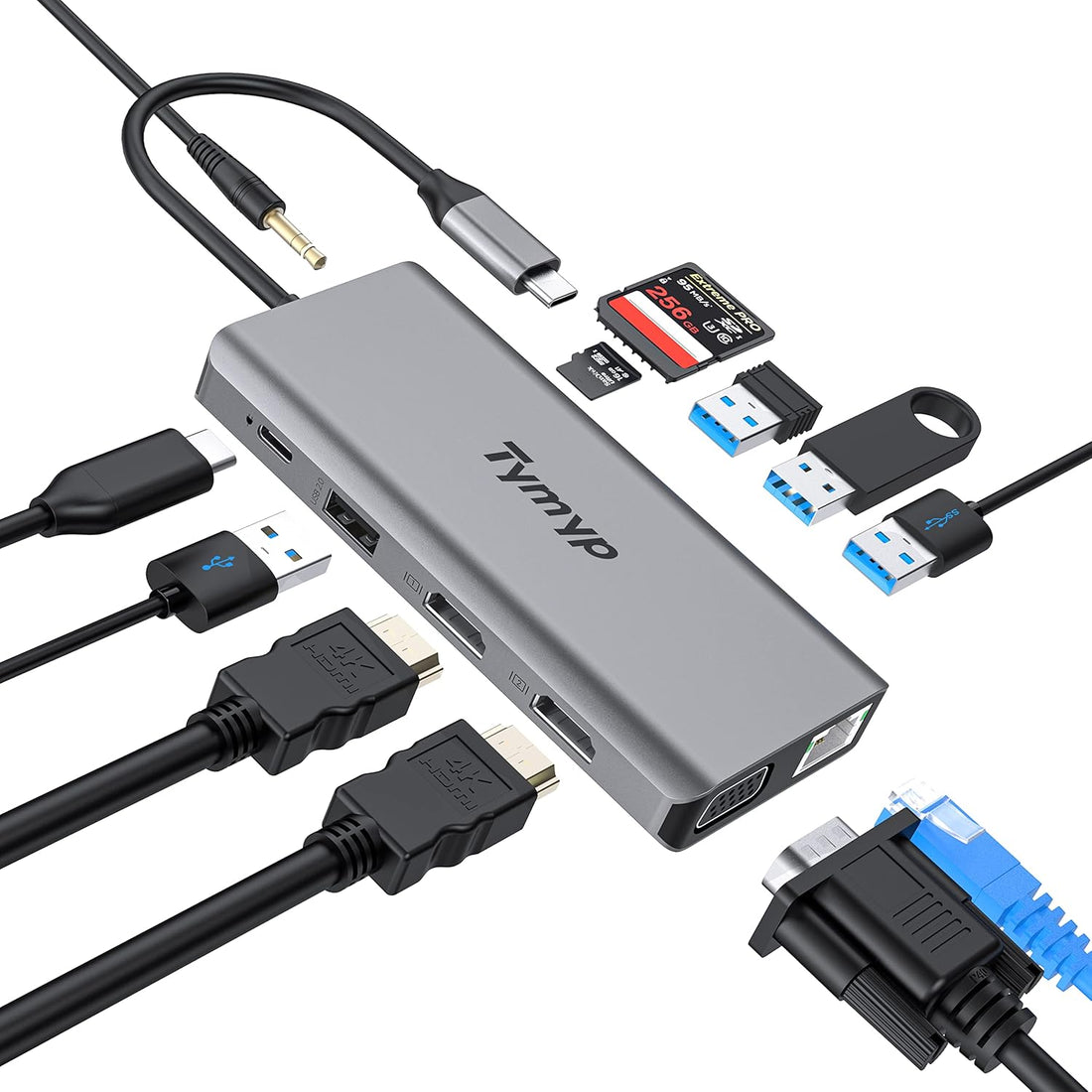 Docking Station 12 in 1 USB C Hub Triple Display Laptop Dock With HDMI USB VGA - Velora Luxury Fashion