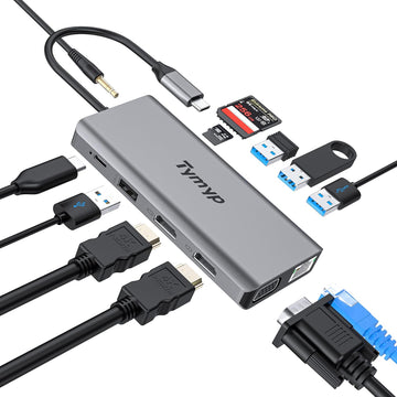 Docking Station 12 in 1 USB C Hub Triple Display Laptop Dock With HDMI USB VGA - Velora Luxury Fashion