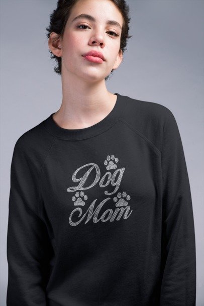 Dog Mom Paw Print Rhinestone Shirt – Sparkle Pet Lover Bling Tee | Bling Dazzel