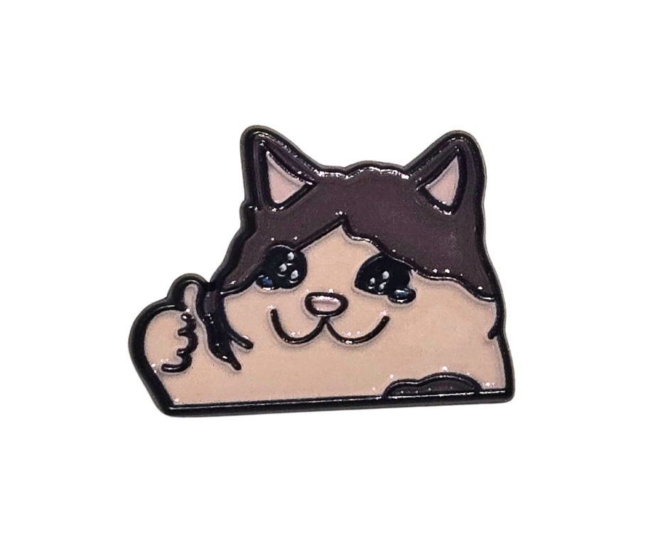 Doing Great! Sad Cat Thumbs Up Meme | Collectible Pin - Velora Luxury Fashion