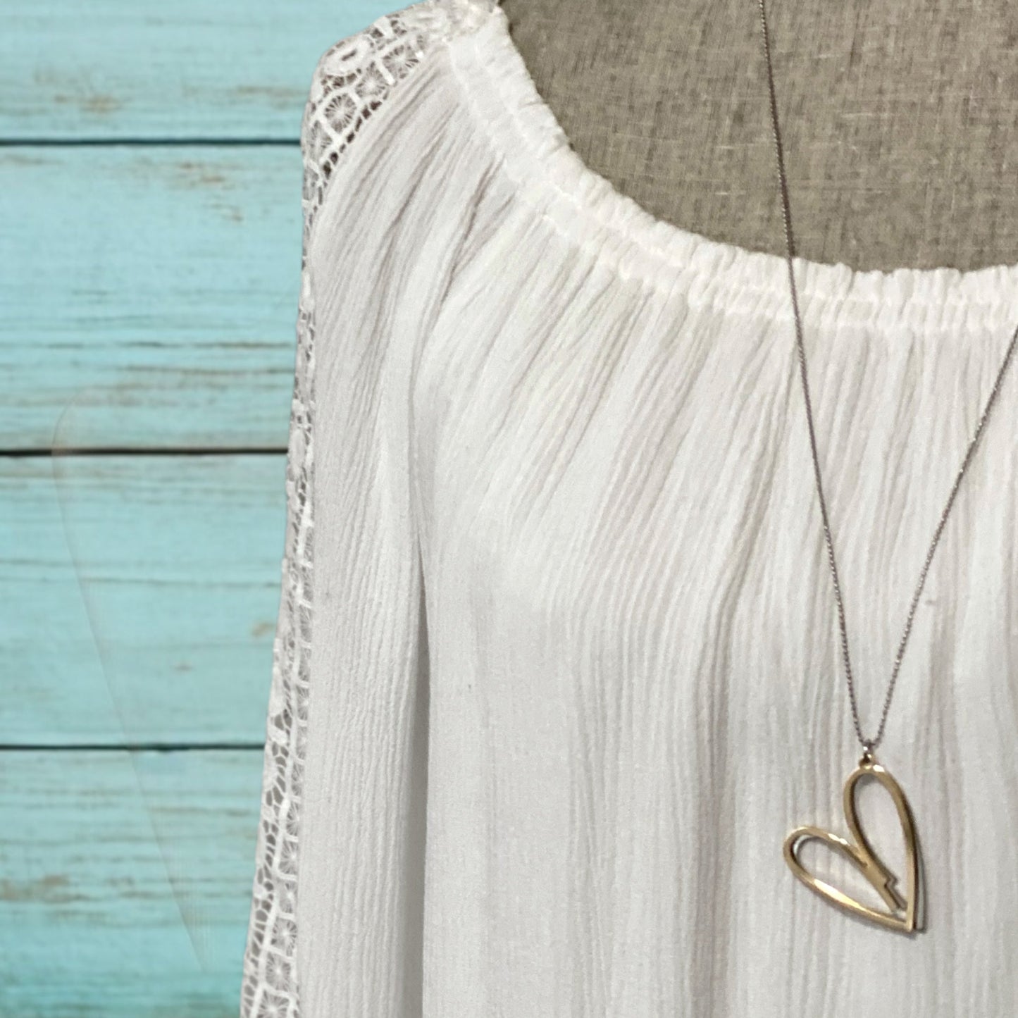 Double Heart Necklace – Long, Mixed Metals, Rose Gold & Silver Pendant - Velora Luxury Fashion