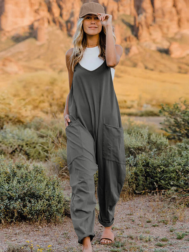 Double Take Full Size Sleeveless V-Neck Pocketed Jumpsuit - Velora Luxury Fashion
