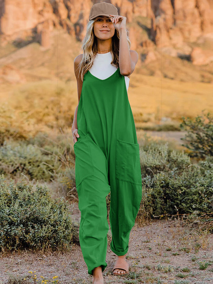 Double Take Full Size Sleeveless V-Neck Pocketed Jumpsuit - Velora Luxury Fashion