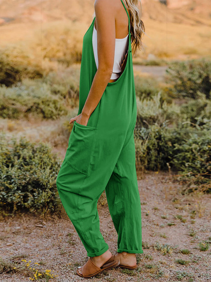 Double Take Full Size Sleeveless V-Neck Pocketed Jumpsuit - Velora Luxury Fashion