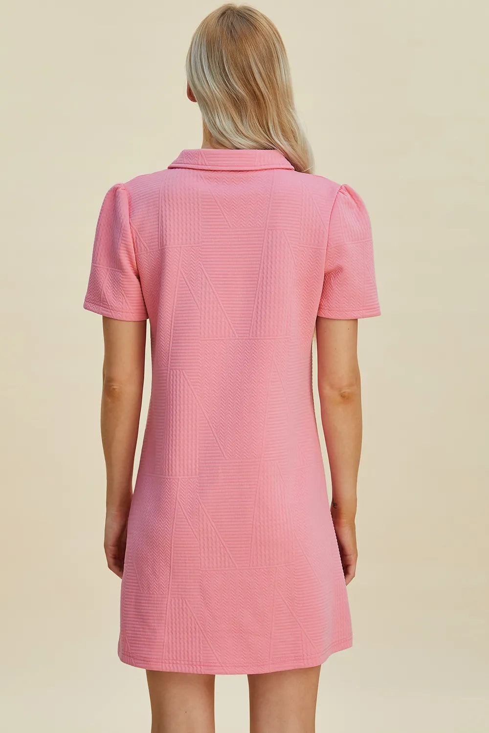 Double Take Full Size Texture Short Sleeve Dress - Velora Luxury Fashion