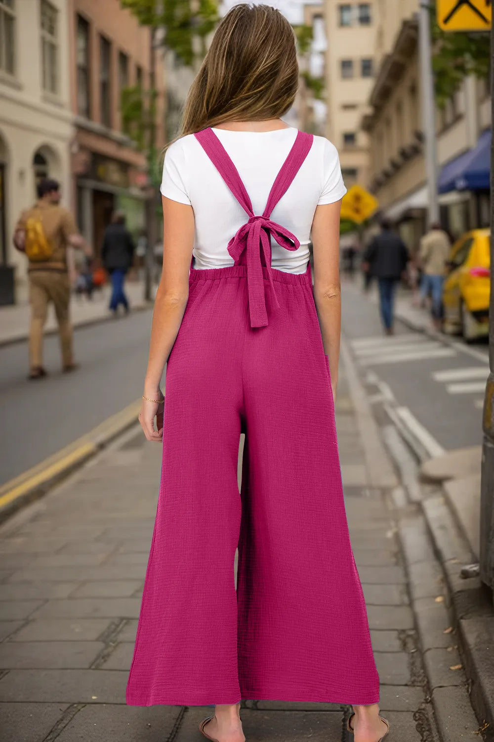 Double Take Full Size Wide Leg Overalls with Pockets - Velora