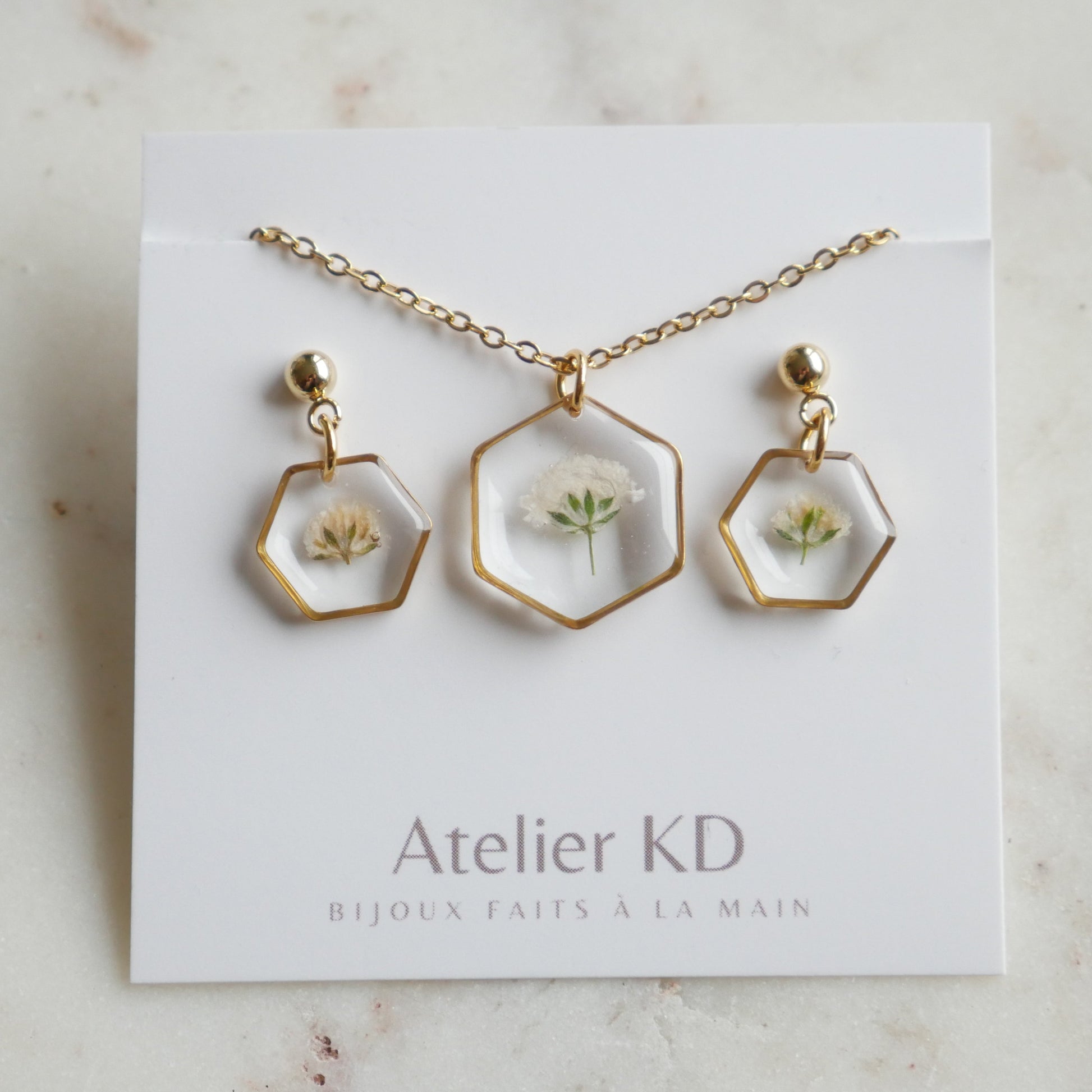 Parure Gigi blanc - hexa (moyen) - Velora