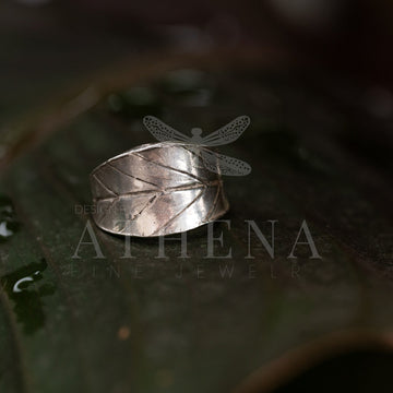 Blueberry Leaf Wraparound Ring | Handmade Sterling Silver & Gold | Unique Leaf Design