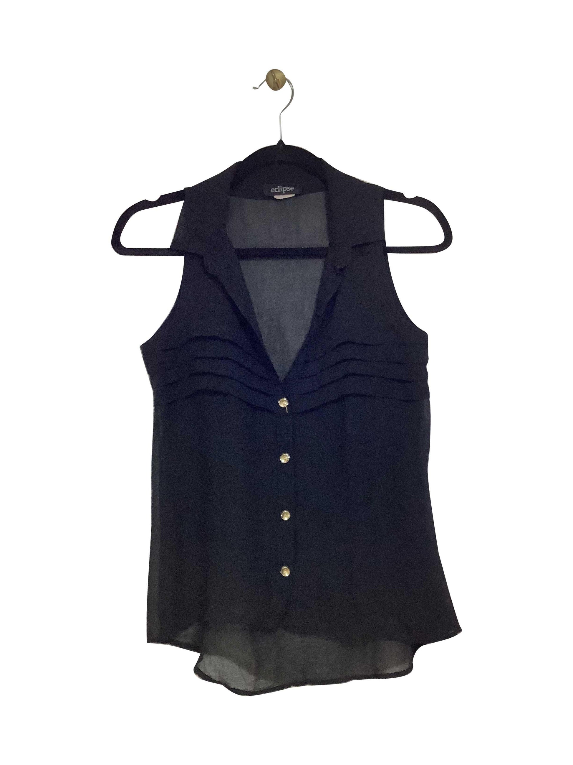 ECLIPSE Regular fit Button-down Top in Black - XS - Velora