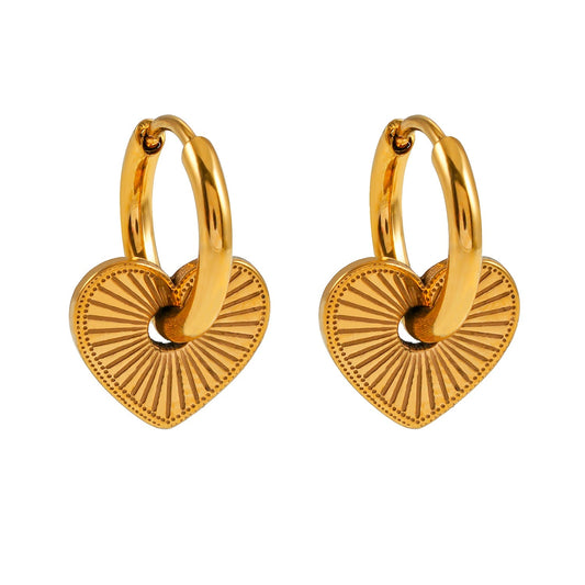 Romantic Heart Charm Hoop Earrings – A Symbol of Everlasting Love. Style ENDEAR in Gold - Velora