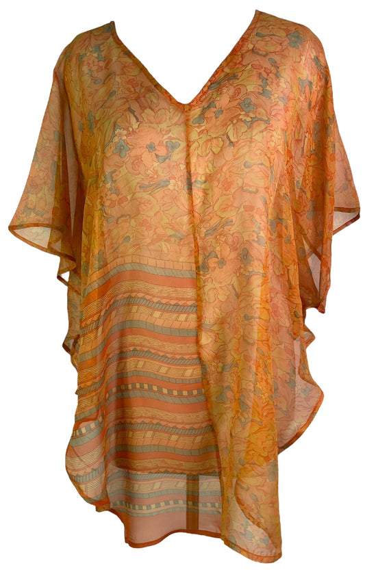 PRG6525 Sheer Avatar Pure Silk Waterfall Top - Velora
