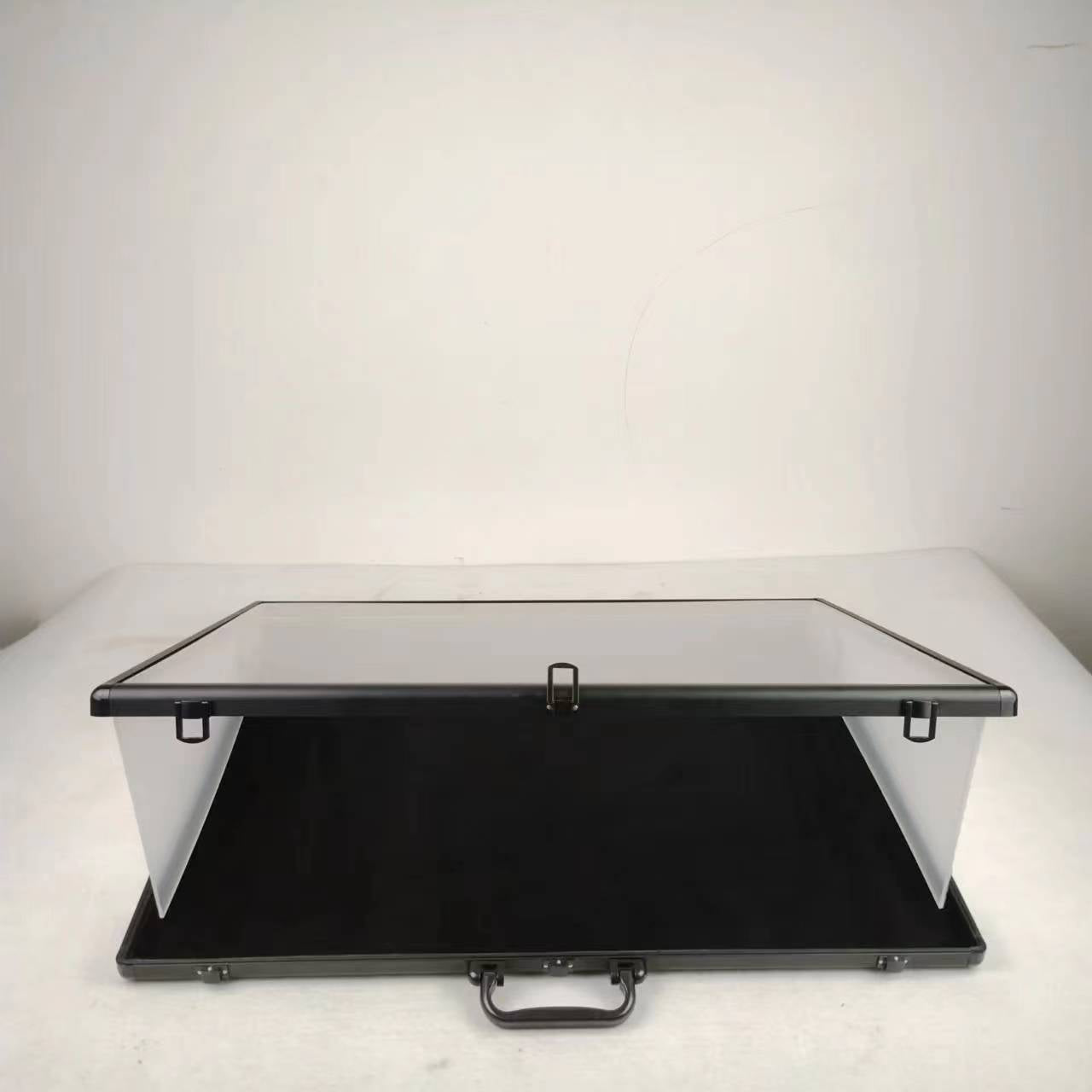 EVORETRO Lockable Aluminum Showcase Display Case 36x24x1.65" Black – Secure & Stylish Storage for Collectibles