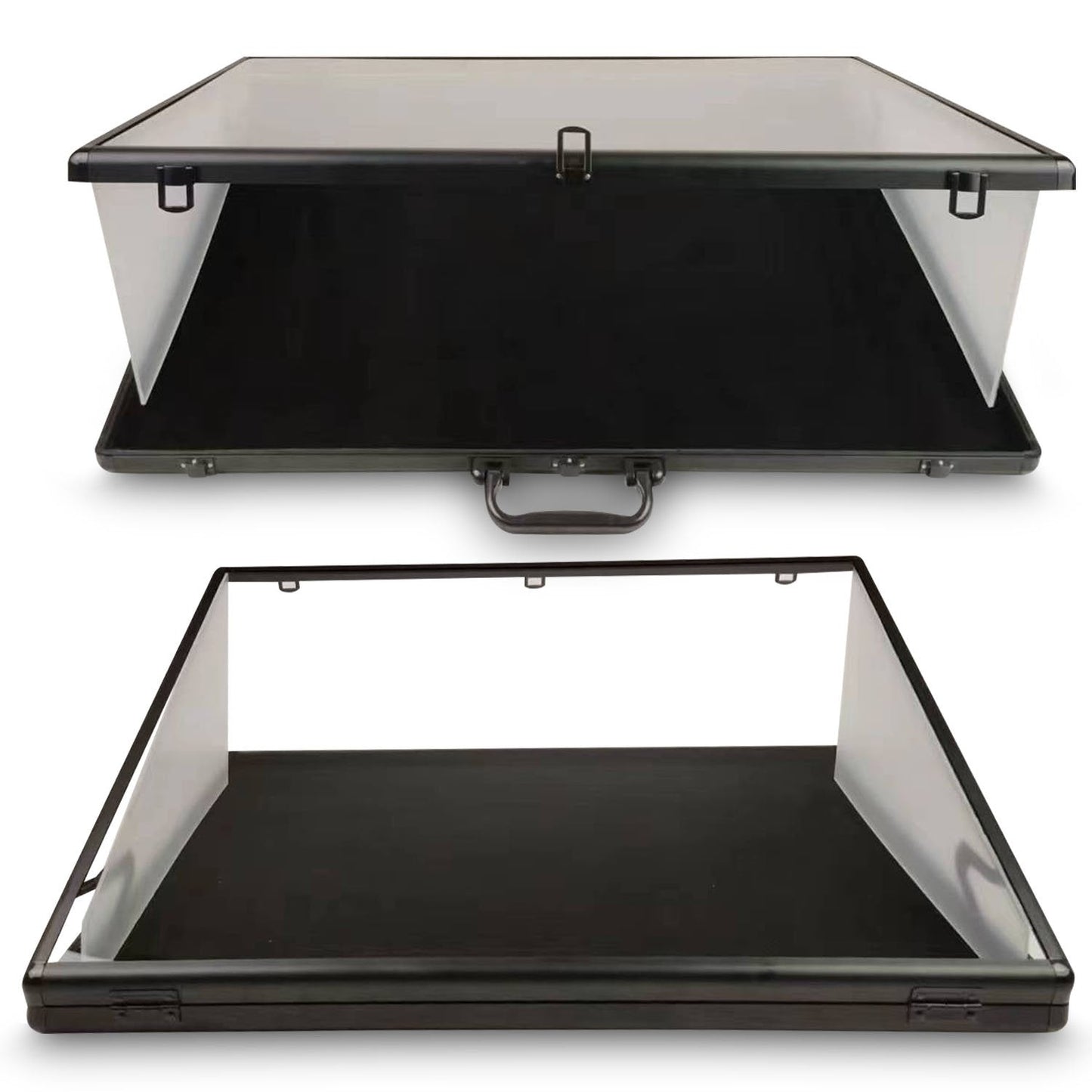 EVORETRO Lockable Aluminum Showcase Display Case 36x24x1.65" Black – Secure & Stylish Storage for Collectibles