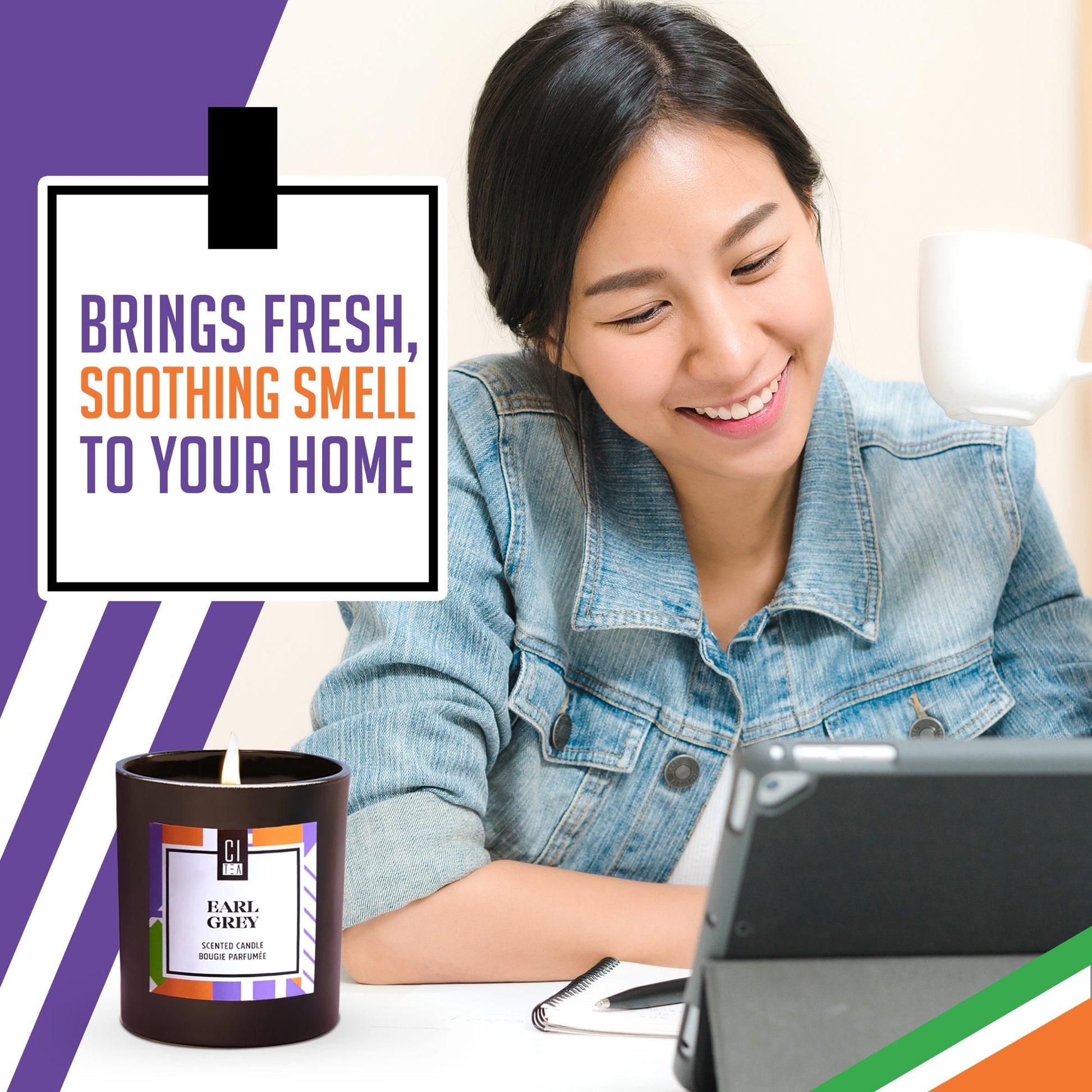 Earl Grey tea scent Soy Wax Candle - Bergamot & Rose - 8 oz - Velora Luxury Fashion