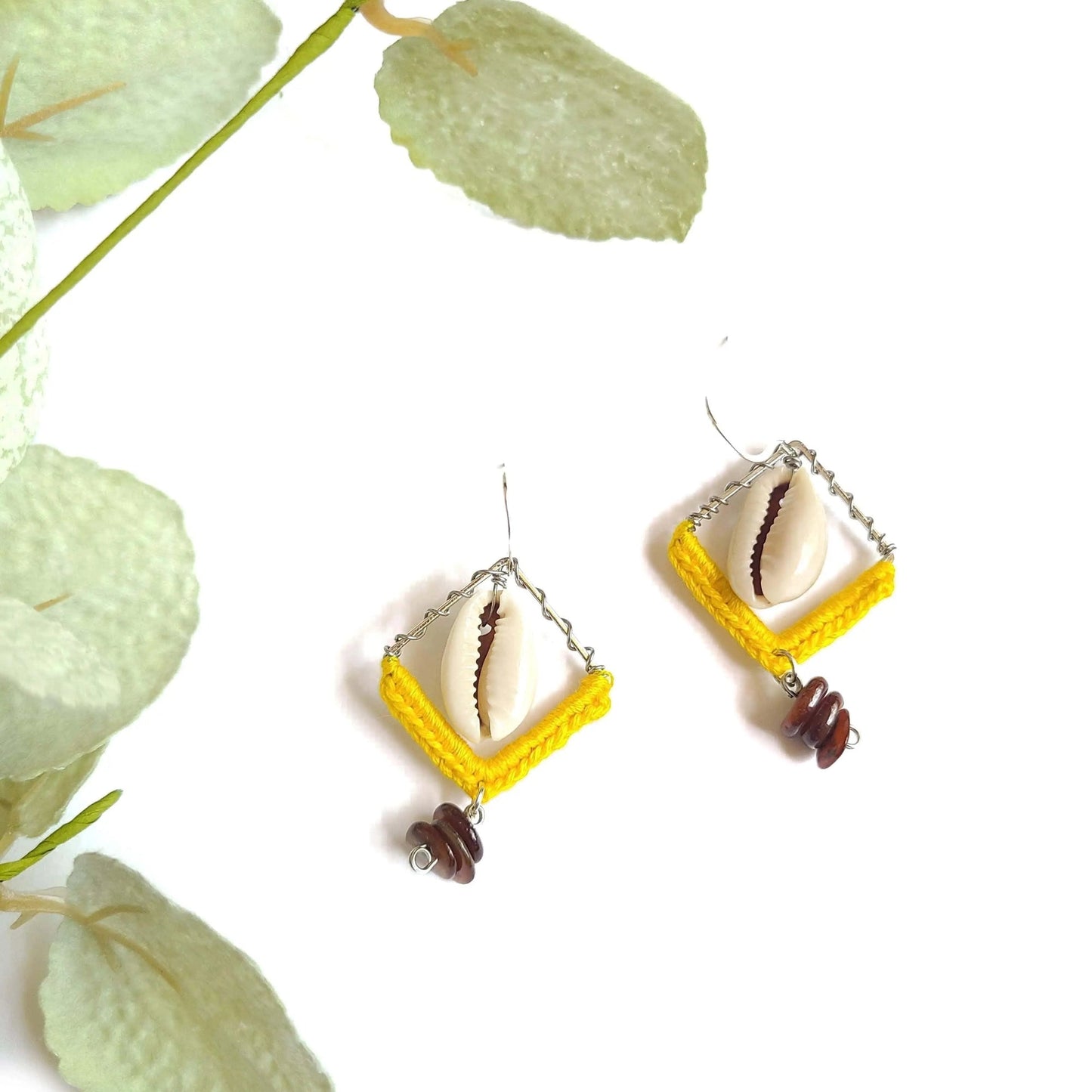 Earthy Cowrie Shell Dangle Earrings - Velora Luxury Fashion