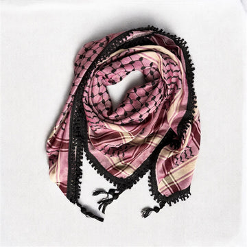 Echoes – Deep Maroon Kufiya (Keffiyeh) | Made in Jordan - Velora Luxury Fashion