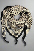 Echoes – Earthy Beige Kufiya (Keffiyeh) | Made in Jordan - Velora Luxury Fashion