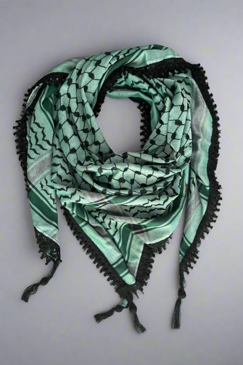 Echoes – Forest Green Kufiya (Keffiyeh) | Made in Jordan - Velora Luxury Fashion
