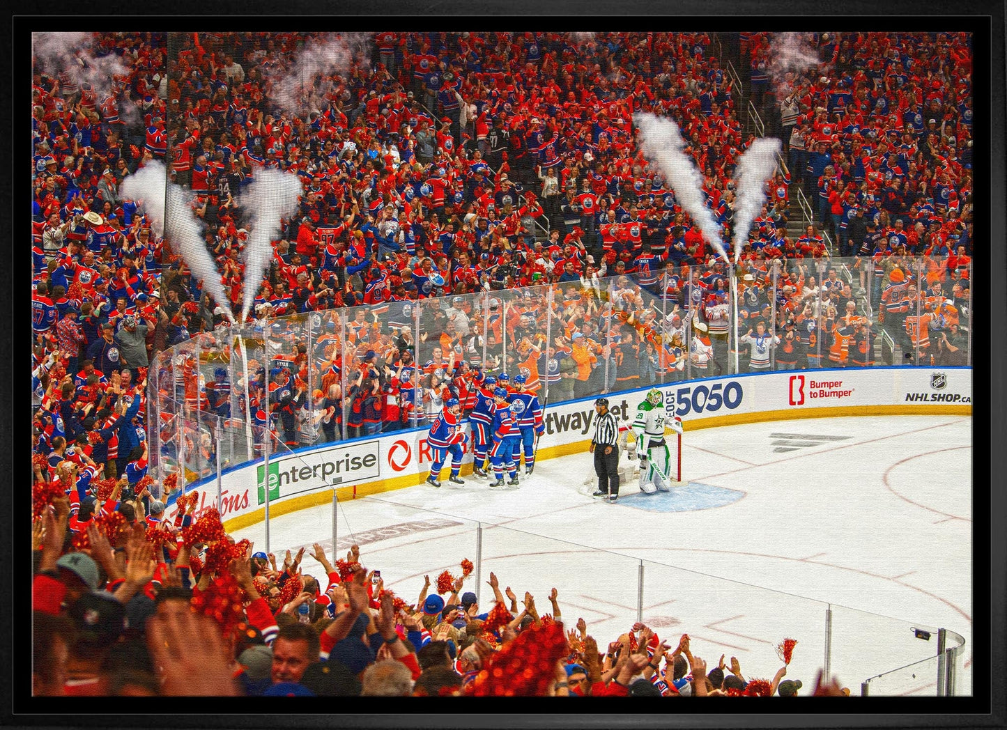 Edmonton Oilers 20x29 Framed Canvas Conference Final Celebration - Velora Luxury Fashion