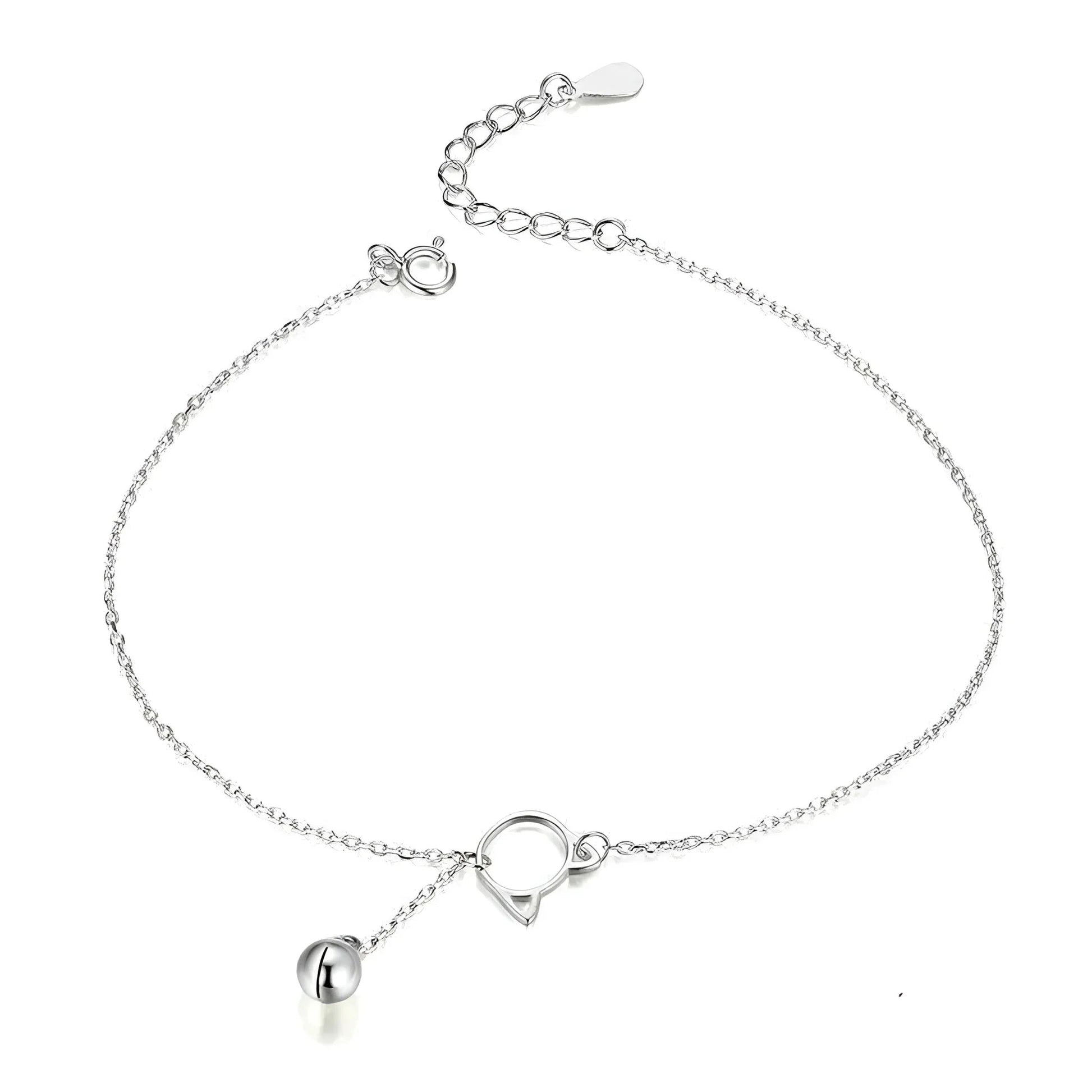 Elegant 925 Sterling Silver Bell And Cat Anklet For Women - Sct003 - Velora Luxury Fashion